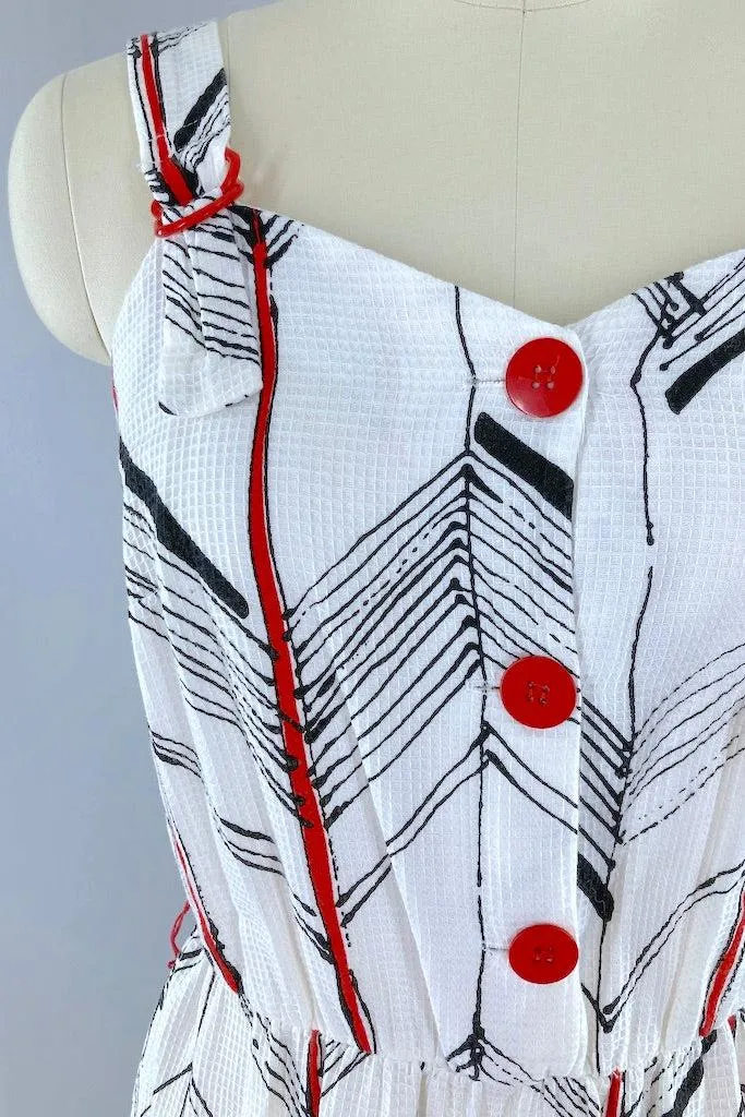 Vintage 80s Chevron Print Sundress Dress
