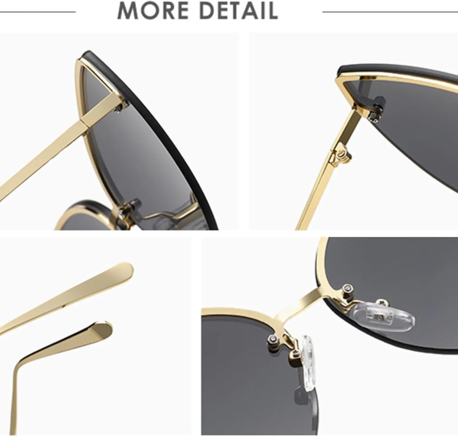 Vintage Cat Eye Rimless Sunglasses Metal Frames Cateye Shades Gradient Uv400 Summer Uv400