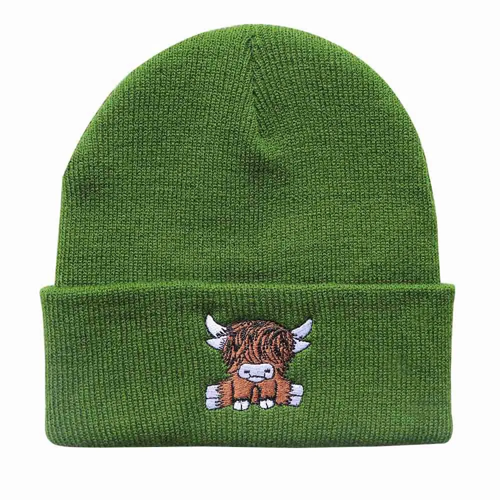 Wholesale Autumn/Winter Trendy Cartoon England Beef Embroidered Knitted Warm Hat