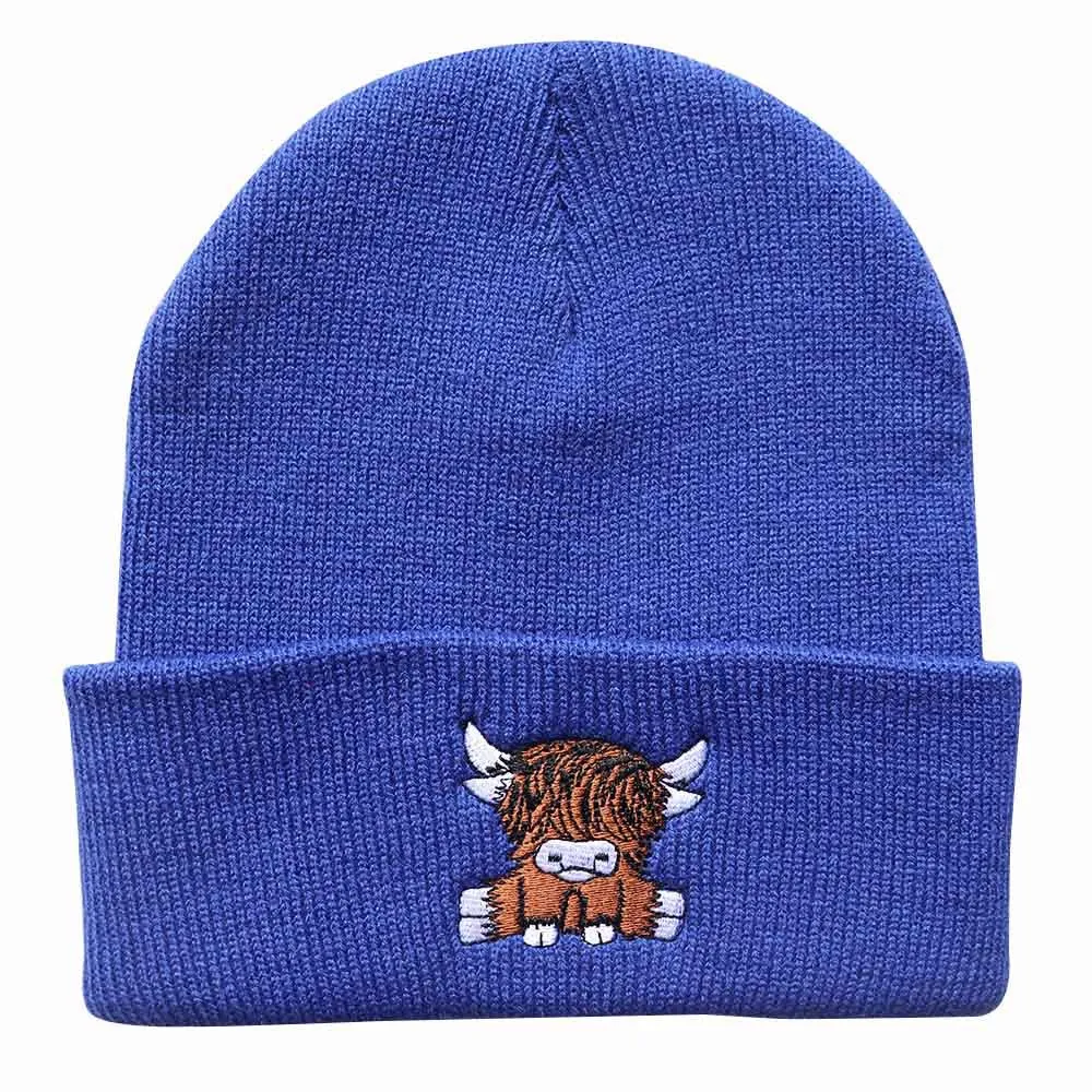 Wholesale Autumn/Winter Trendy Cartoon England Beef Embroidered Knitted Warm Hat