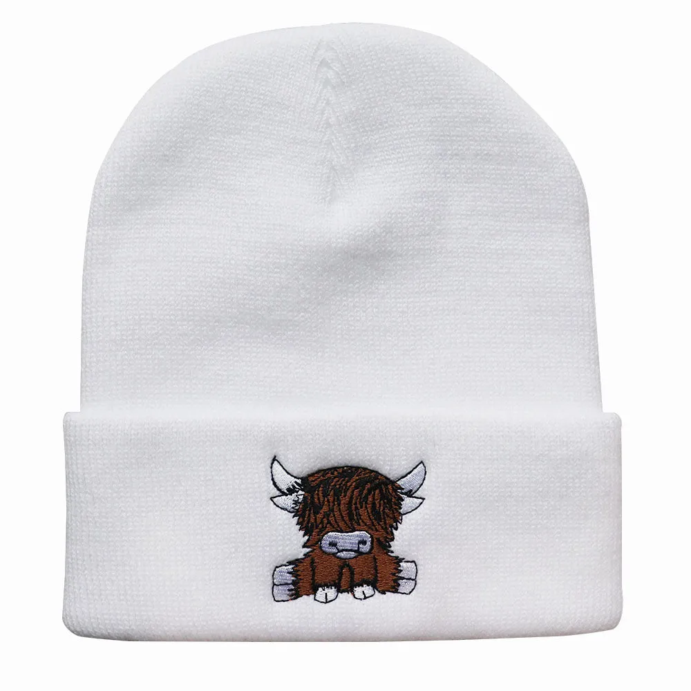 Wholesale Autumn/Winter Trendy Cartoon England Beef Embroidered Knitted Warm Hat