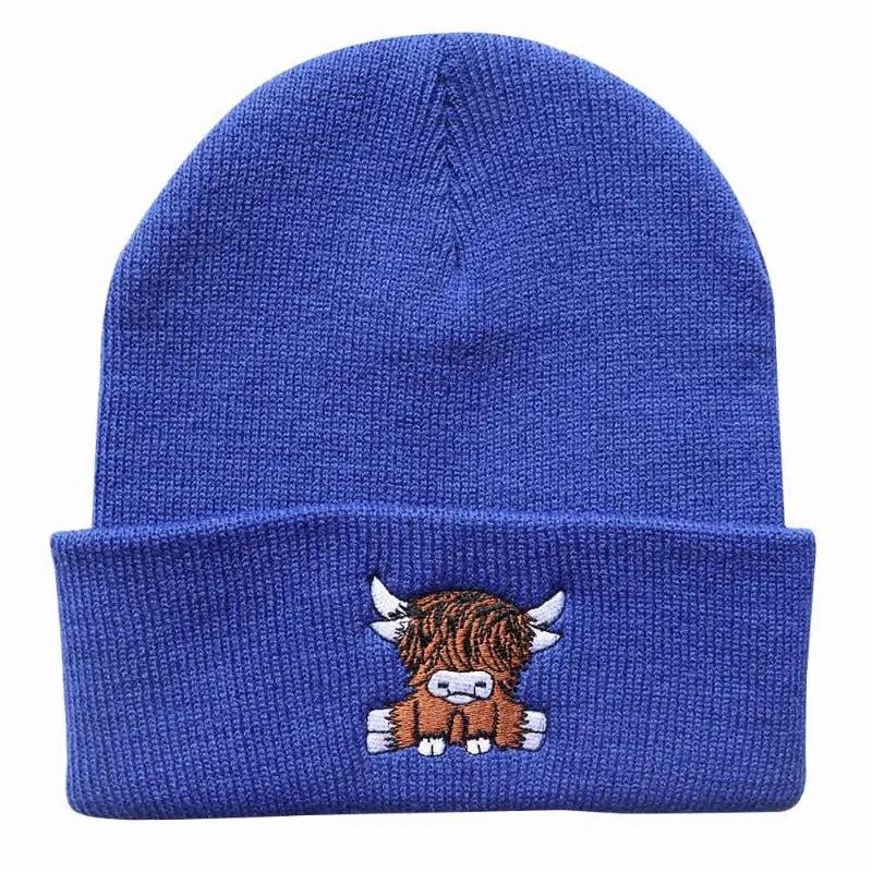 Wholesale Autumn/Winter Trendy Cartoon England Beef Embroidered Knitted Warm Hat