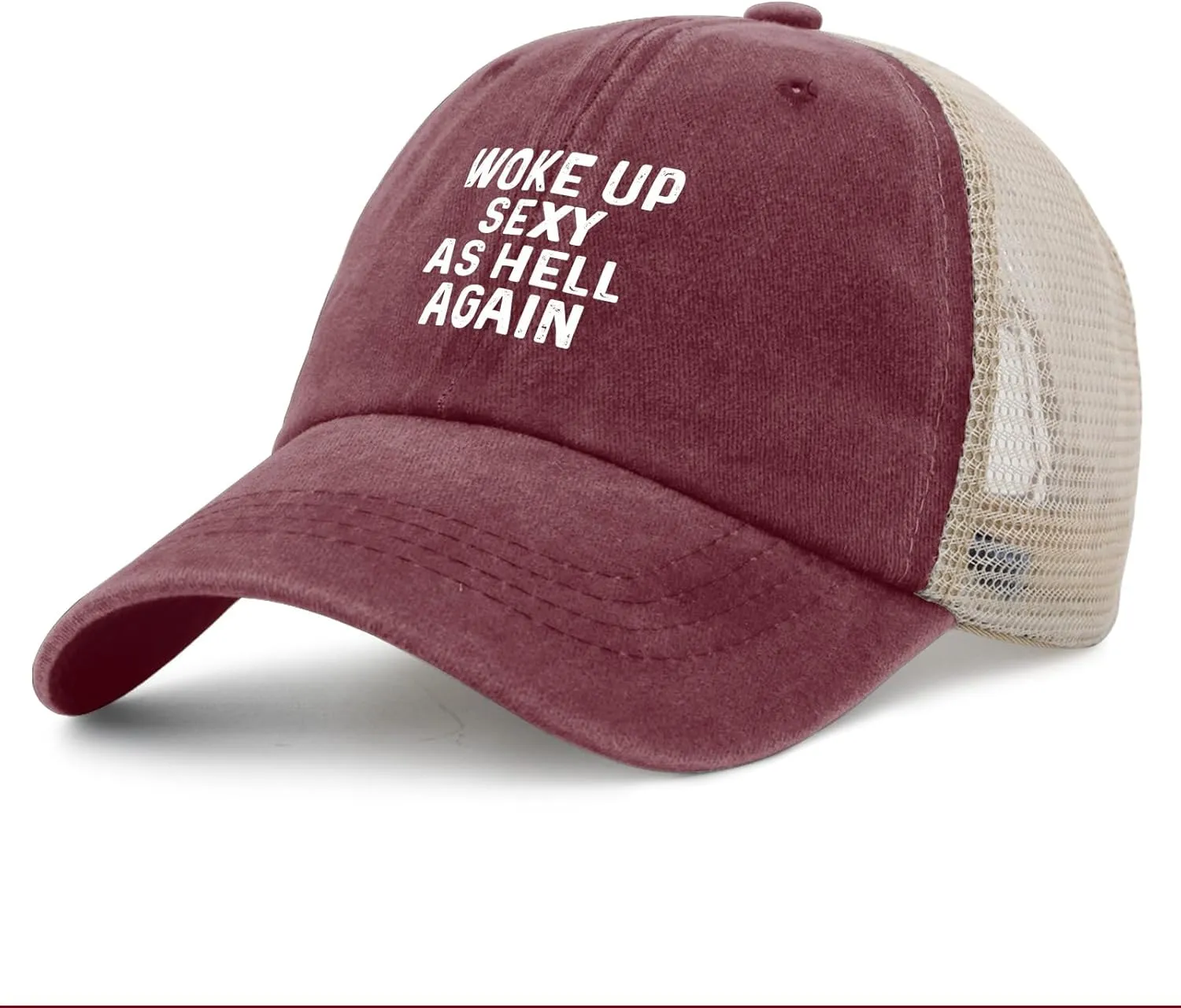 WOKES UP Sexy AS Hell Again Trucker Hat Men Trendy Mesh Hat for Summer