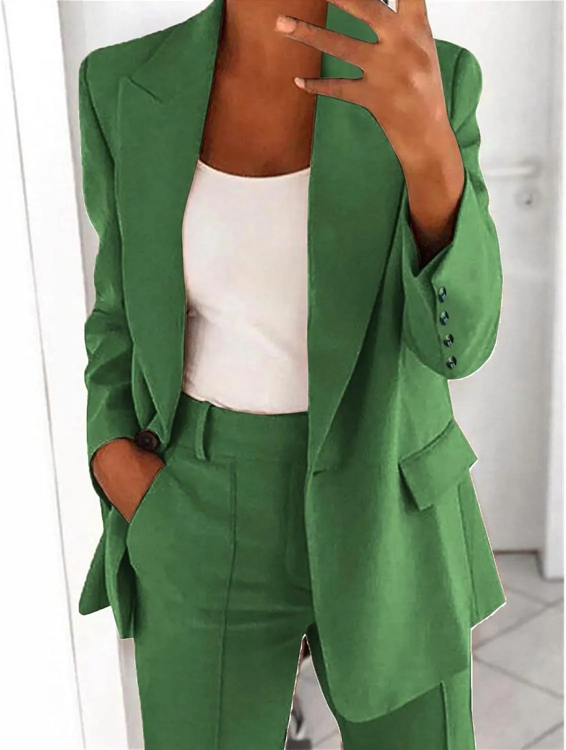 Women's Casual Blazers Business Lightweight Button Down Long Sleeve Jacket Open Front Blazer Summer Cardigan Work Suit