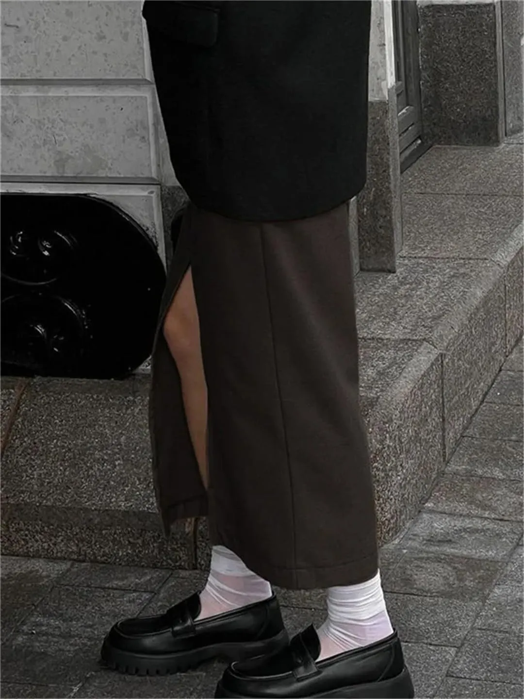 Women's Elegant High Waist Maxi Skirt Pocket Patchwork Slim Commute Streetwear Solid Vintage Y2k Long Skirt