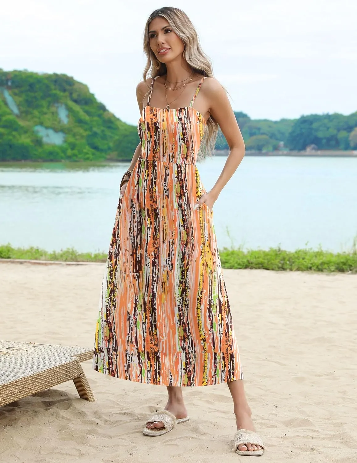 Zeagoo Women's Summer Casual Boho Sundress with Pockets