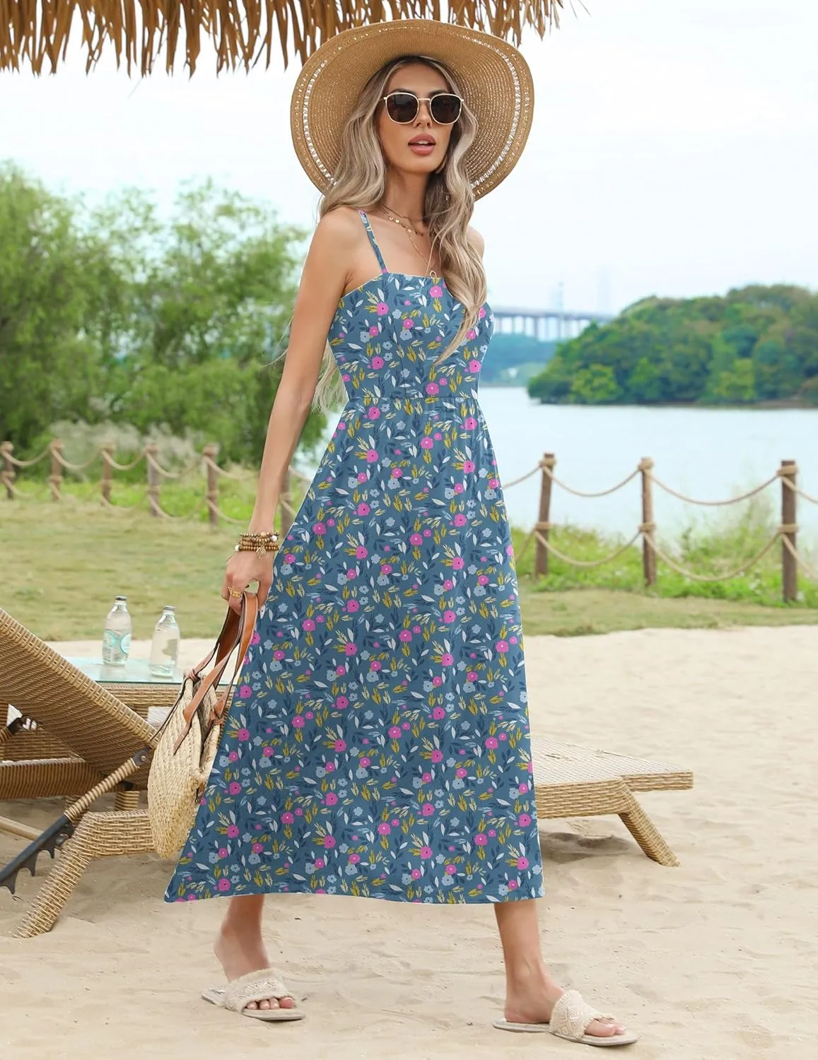 Zeagoo Women's Summer Casual Boho Sundress with Pockets