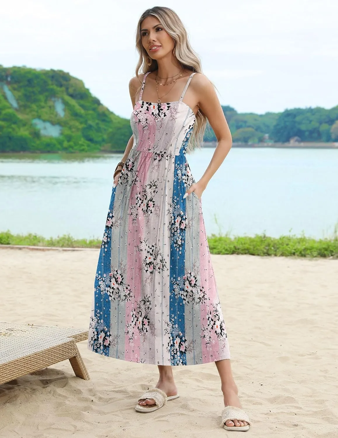 Zeagoo Women's Summer Casual Boho Sundress with Pockets