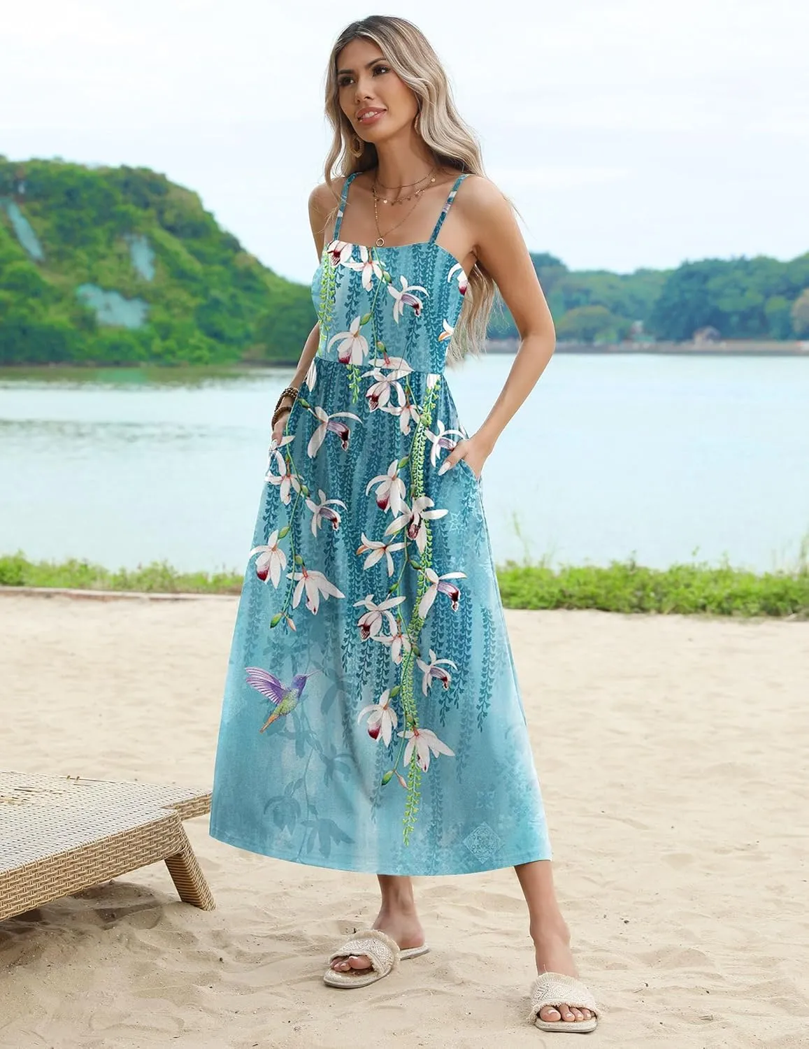 Zeagoo Women's Summer Casual Boho Sundress with Pockets