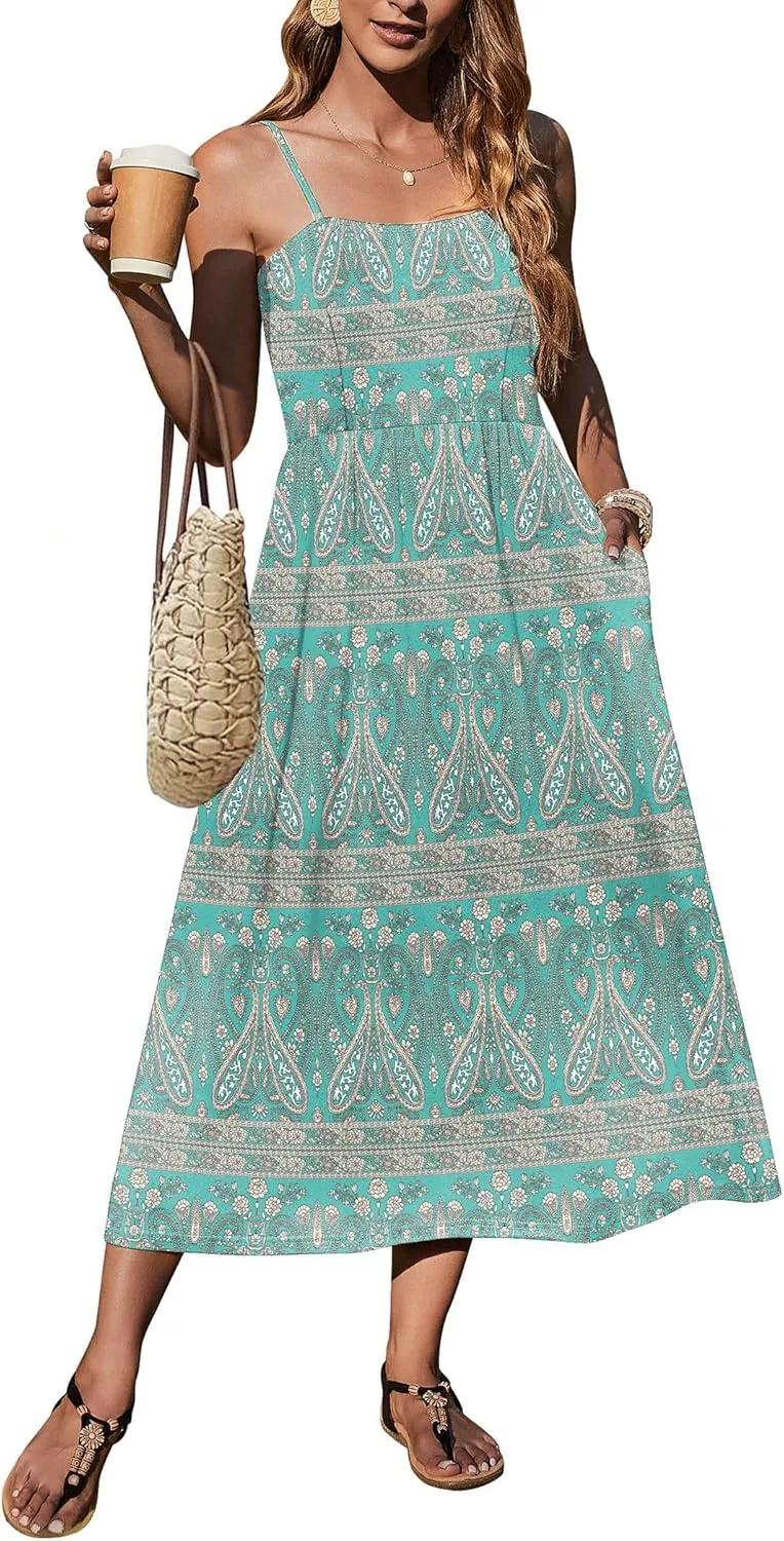 Zeagoo Women's Summer Casual Boho Sundress with Pockets