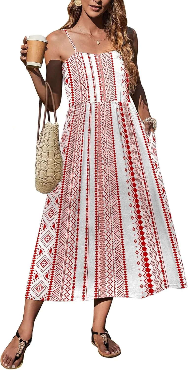Zeagoo Women's Summer Casual Boho Sundress with Pockets