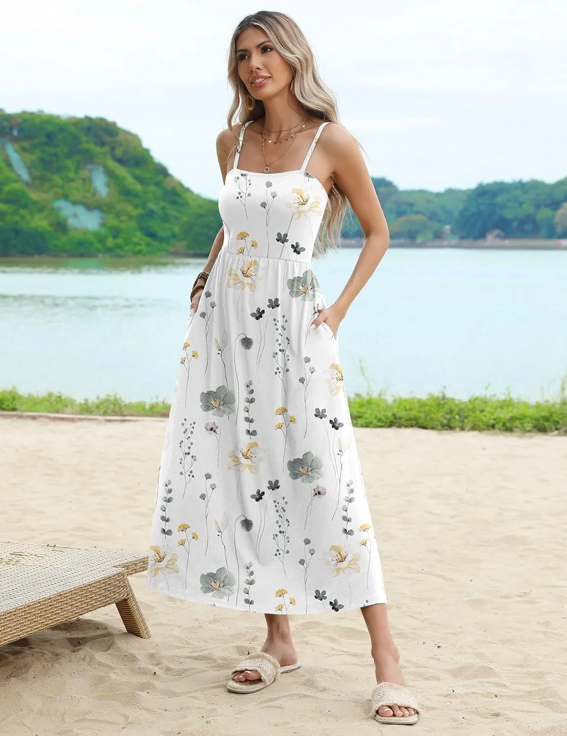 Zeagoo Women's Summer Casual Boho Sundress with Pockets