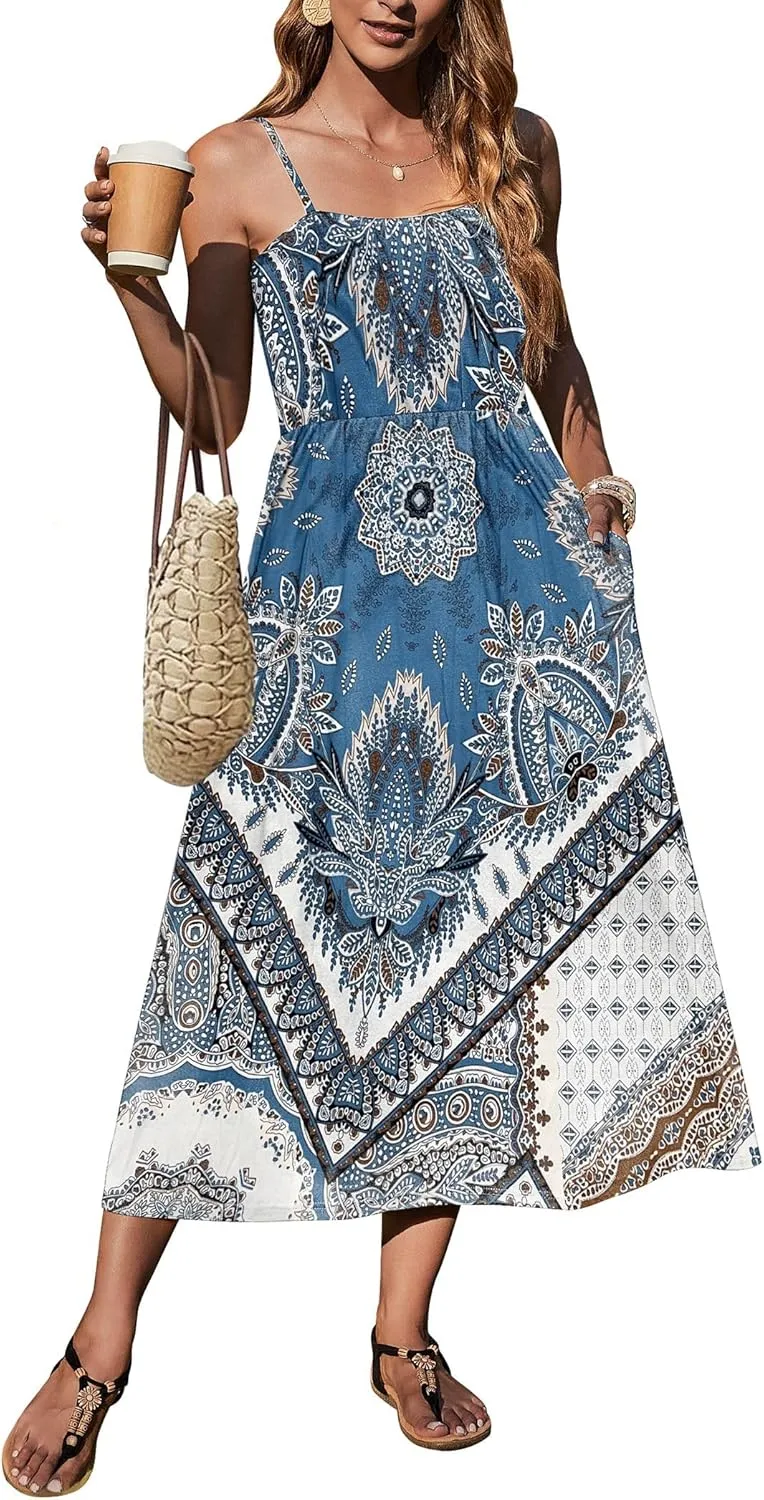 Zeagoo Women's Summer Casual Boho Sundress with Pockets