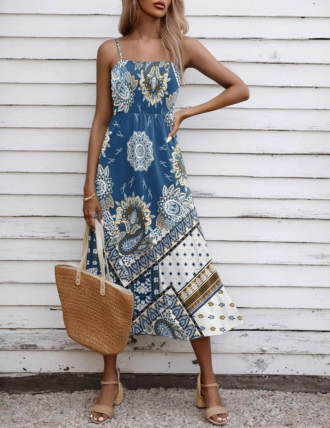 Zeagoo Women's Summer Casual Boho Sundress with Pockets