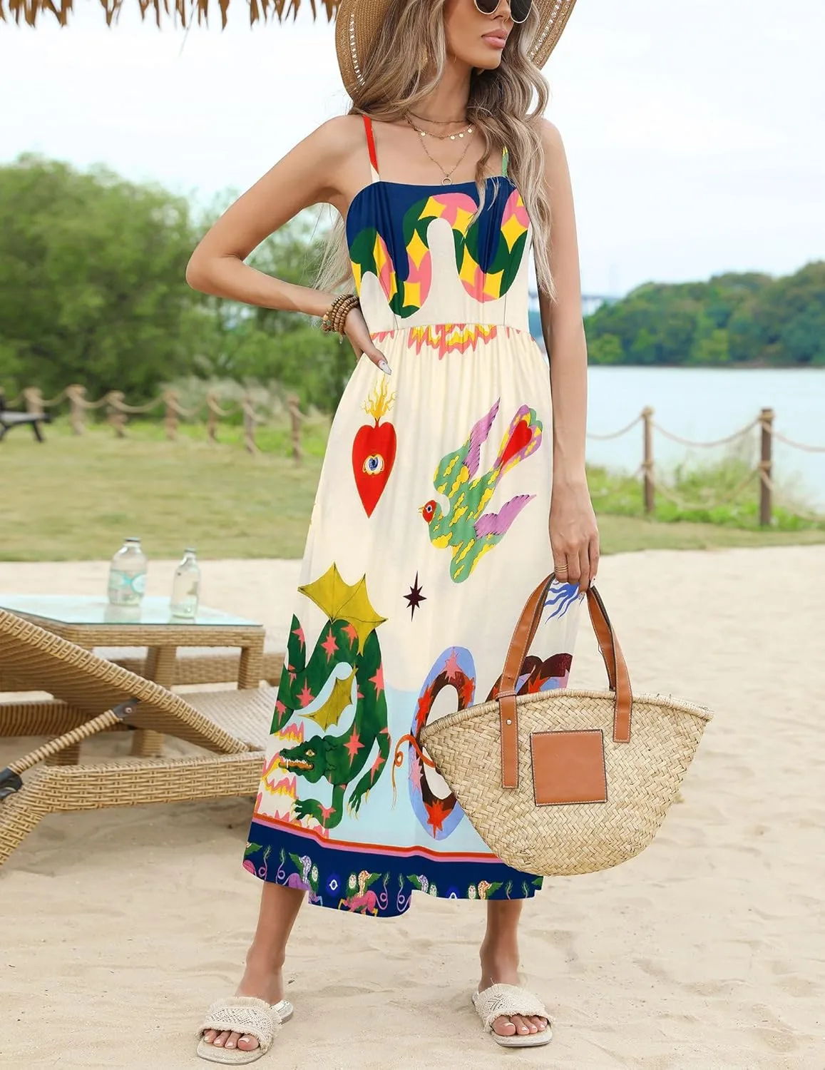 Zeagoo Women's Summer Casual Boho Sundress with Pockets