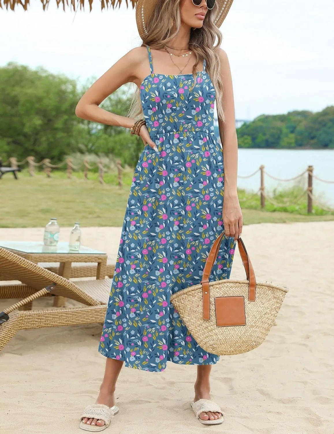 Zeagoo Women's Summer Casual Boho Sundress with Pockets
