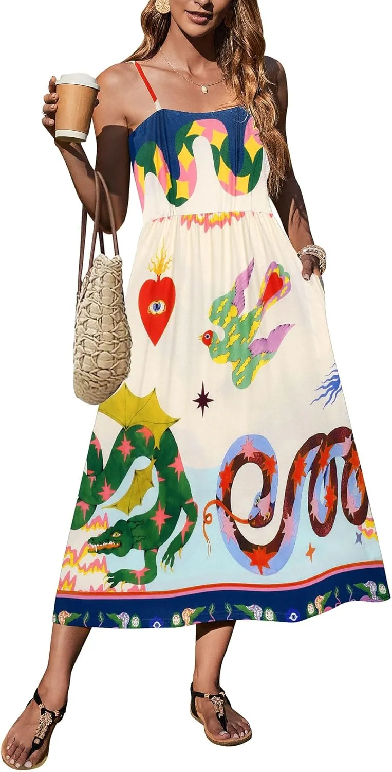 Zeagoo Women's Summer Casual Boho Sundress with Pockets
