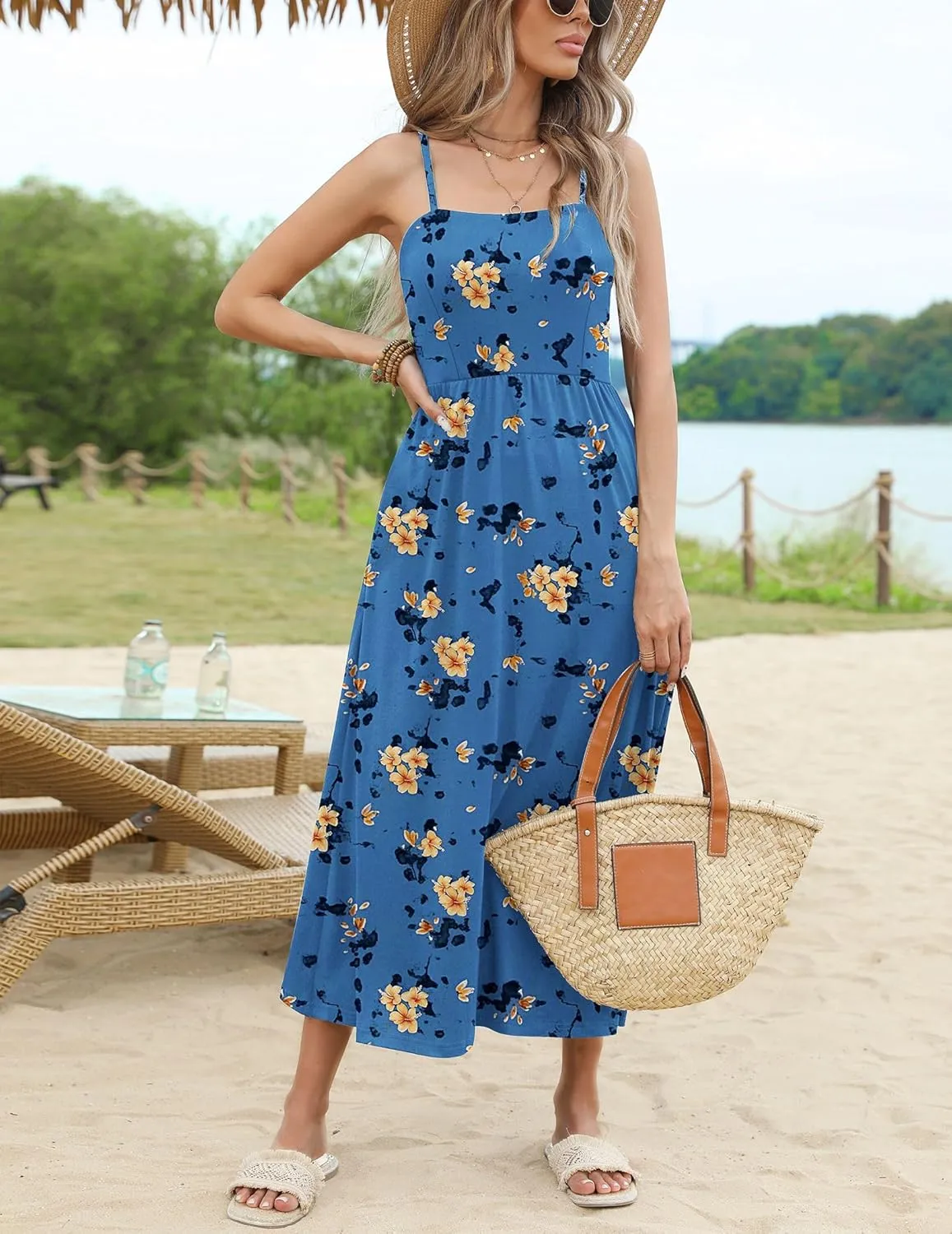 Zeagoo Women's Summer Casual Boho Sundress with Pockets