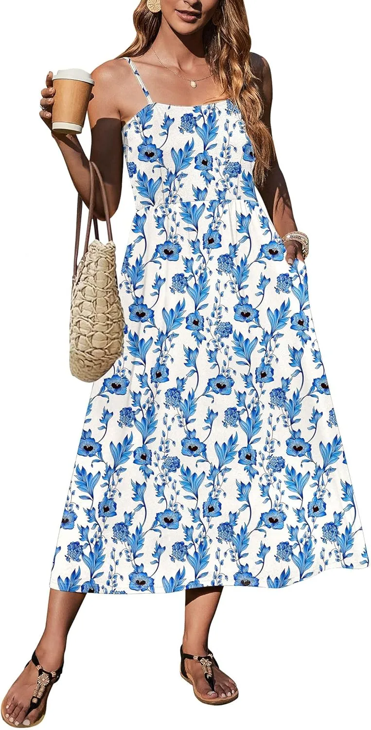 Zeagoo Women's Summer Casual Boho Sundress with Pockets